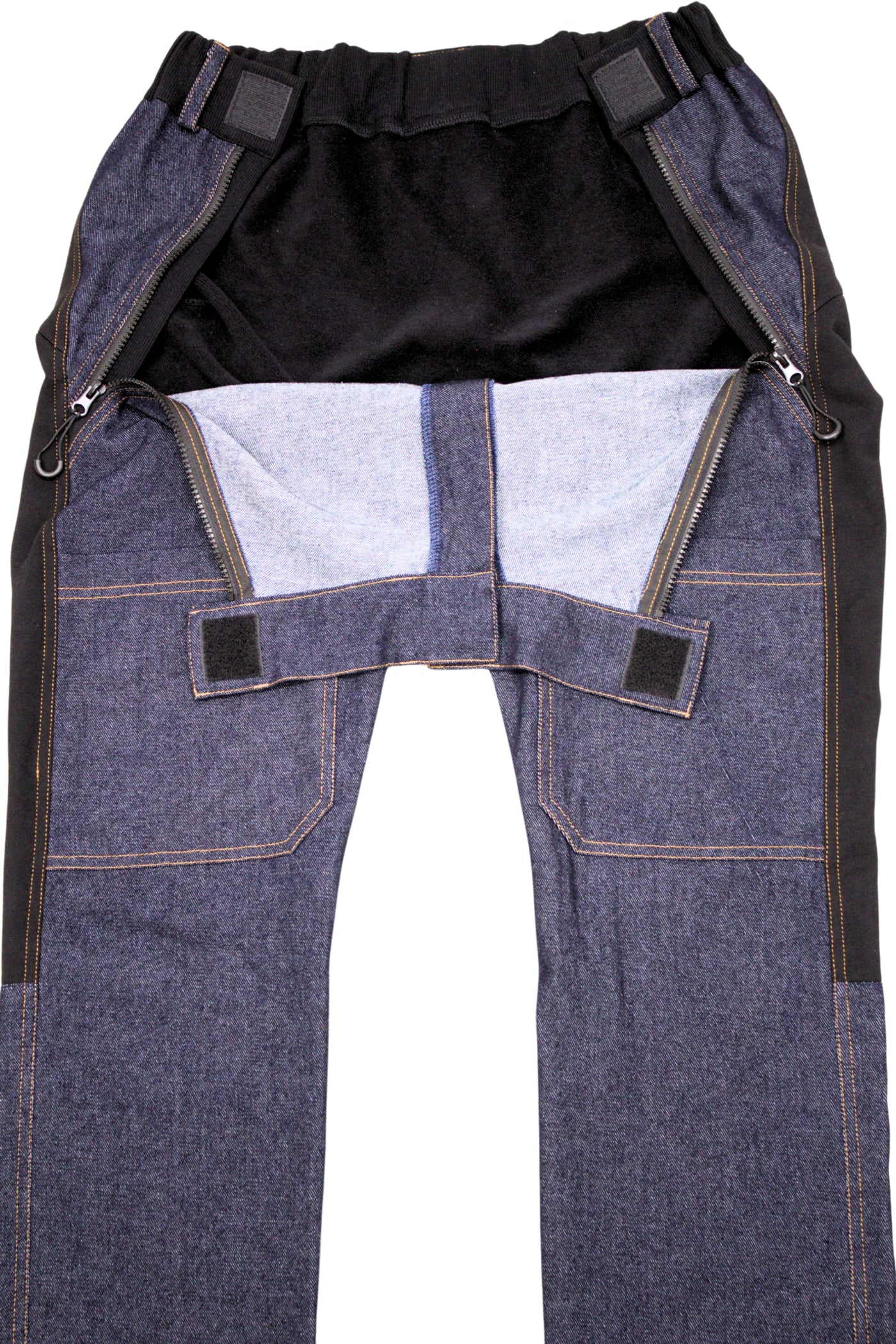 Men's wheelchair adaptive jeans with drop down front 100% cotton