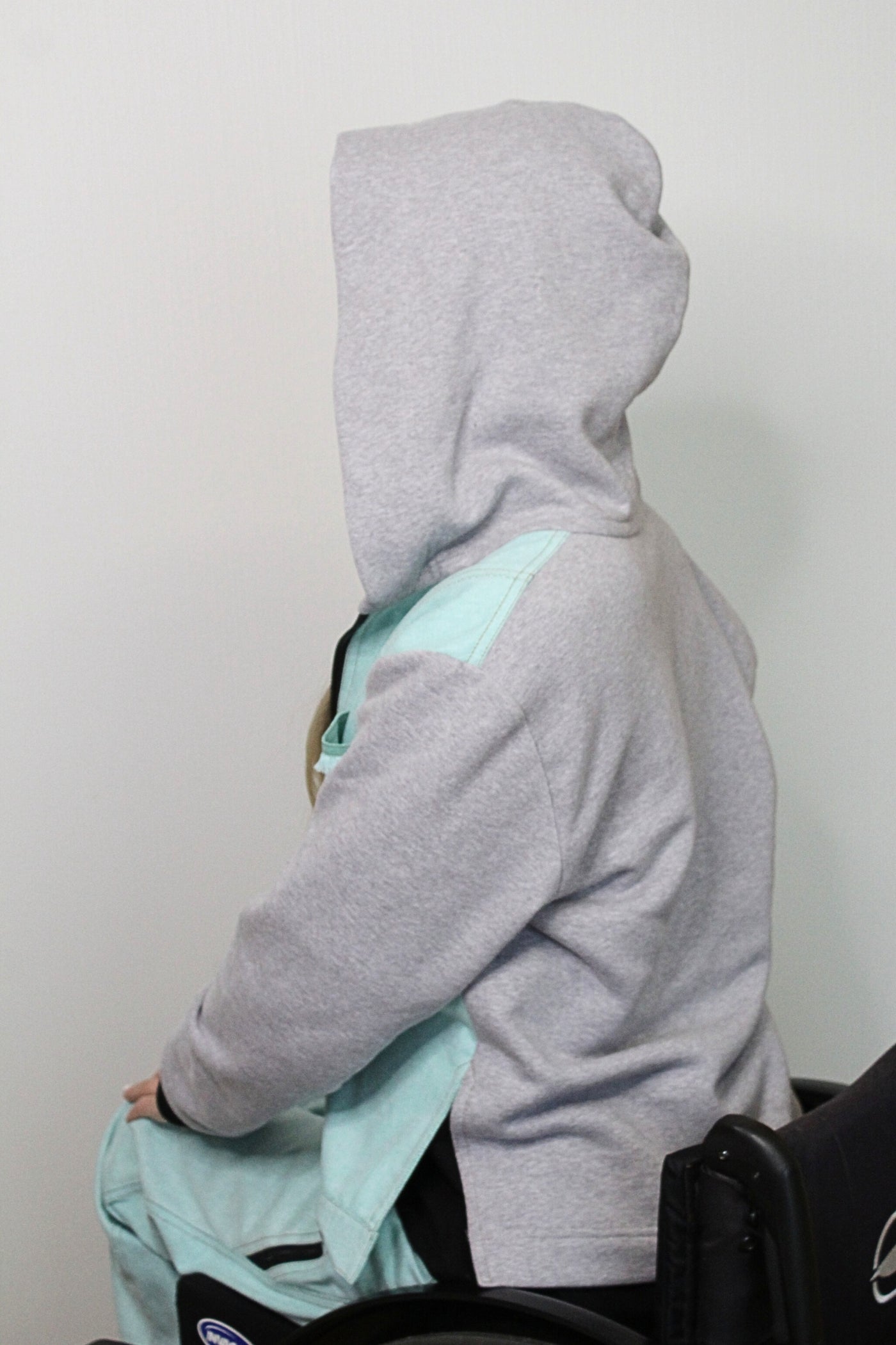 Women's denim/jersey jacket with magnetic zipper, mint
