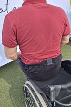 Men's wheelchair adaptive jeans with drop down front 100% cotton