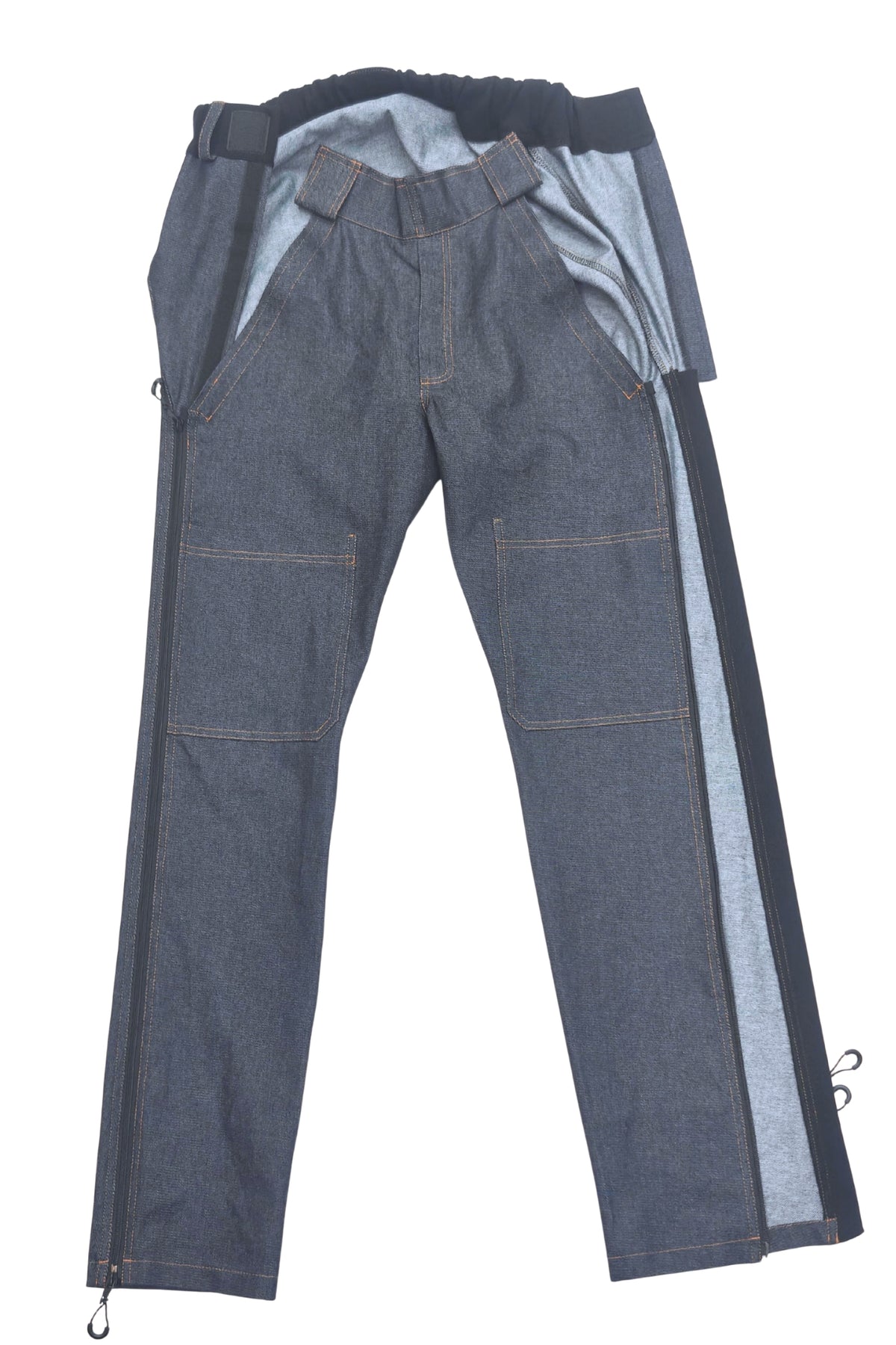 Jean pour homme en fauteuil roulant adaptatif pour l'habillage assisté | Denim 100 % coton