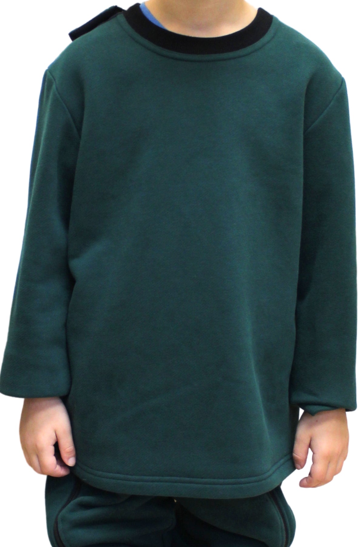 Sweatshirt für Kinder mit Unterstützungsbedarf beim Anziehen