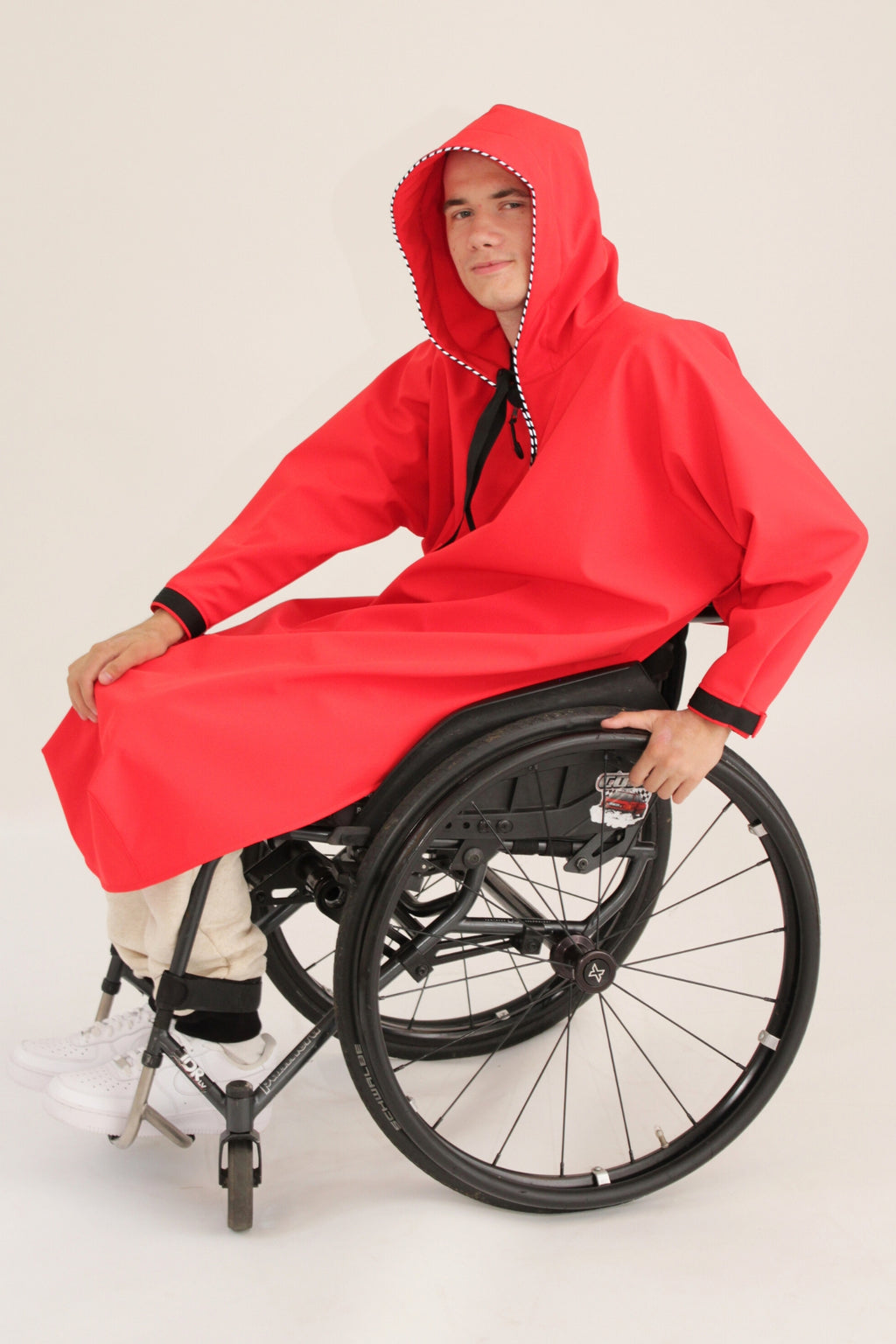 Regenjacke für Rollstuhlfahrer, atmungsaktiv, knielang