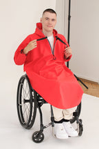 Regenjacke für Rollstuhlfahrer, atmungsaktiv, knielang