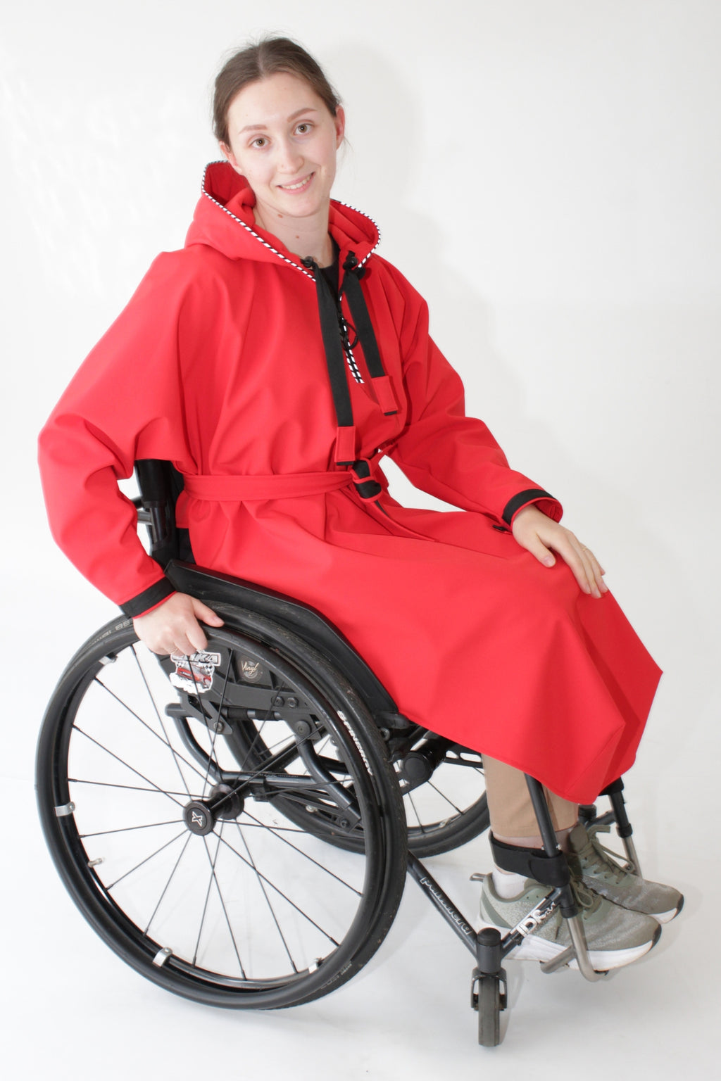 Regenjacke für Rollstuhlfahrer, atmungsaktiv, knielang