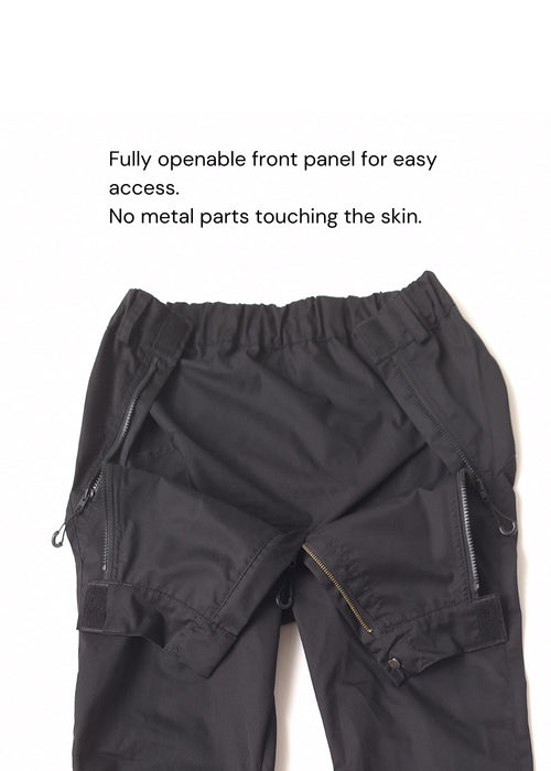 Pantalon noir sans poches, adapté aux fauteuils roulants
