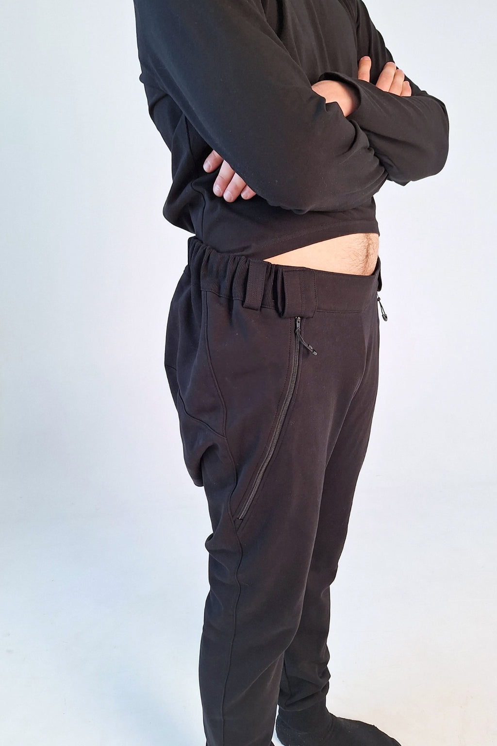 Men's wheelchair adaptive premium sweatpants with drop down front