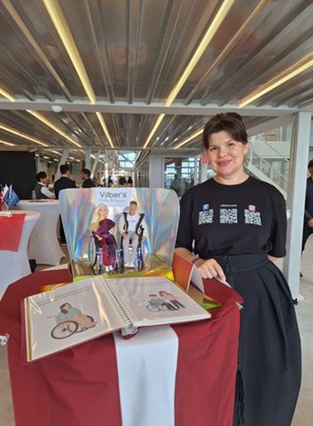 A Vilber's stand with the lookbook on display